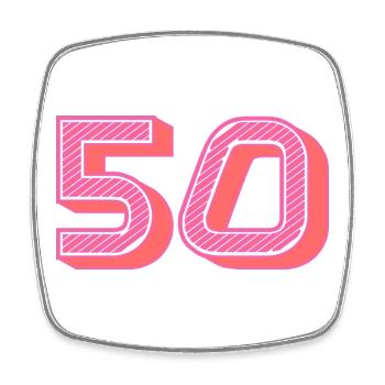 50. 50 ANS. 50e ANNIVERSAIRE. ANNIVERSAIRE 50 ANS. - Magnet carré - blanc - Devant