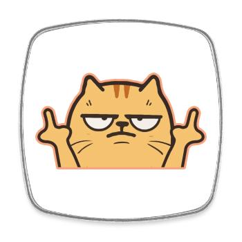 Middle Finger Cat - Square fridge magnet - white - Front