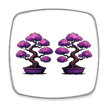 Double Sakura Bonsai - Square fridge magnet - white - Front