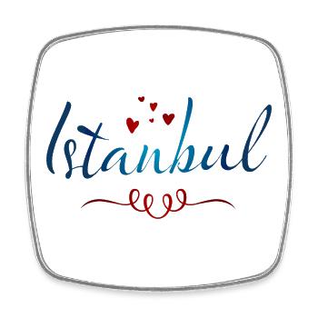 Creative Istanbul quote with hearts Istanbul Türk - Square fridge magnet - white - Front