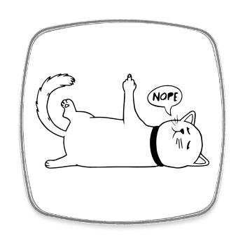 Faul Katze Katzenliebhaber Katzenbesitzer Spruch - Viereckiger Kühlschrankmagnet - Weiß - Vorne