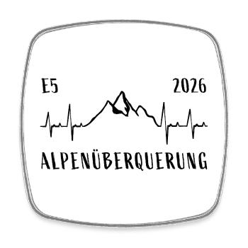 Traversée des Alpes E5 2026 - Magnet carré - blanc - Devant