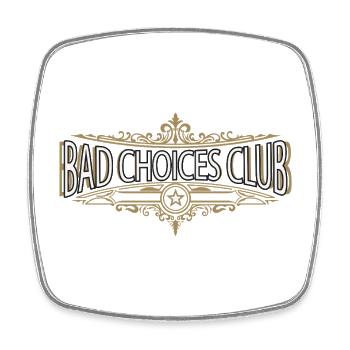 Bad Choices Club Vintage-Logo - Viereckiger Kühlschrankmagnet - Weiß - Vorne