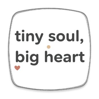 Typographie de Tiny Soul Big Heart - Magnet carré - blanc - Devant