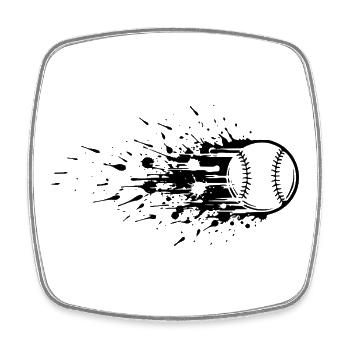 Energetic Baseball Player Baseball - Square fridge magnet - white - Front