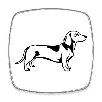 Dachshund schwarz - Viereckiger Kühlschrankmagnet - Weiß - Vorne