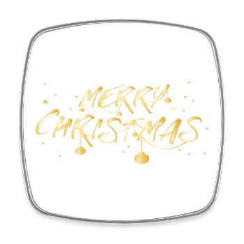 Goldene Merry Christmas Schrift - Viereckiger Kühlschrankmagnet - Weiß - Vorne