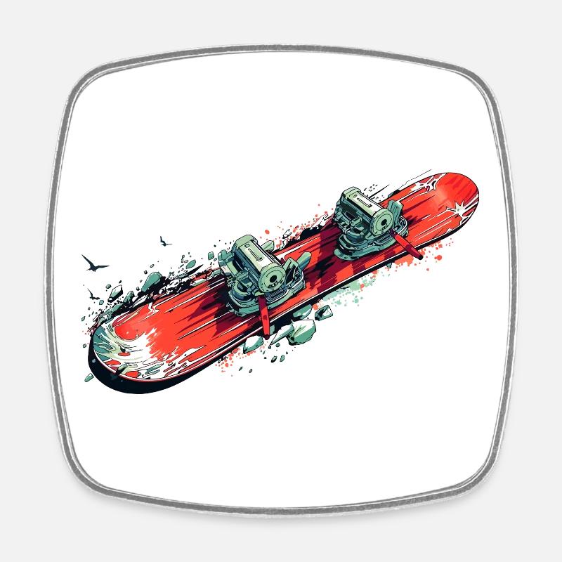 snowboard - Square fridge magnet - white