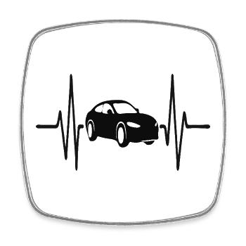 Herzschlag des Autos. Minimalistisches Liniendesign für Autoliebhaber - Viereckiger Kühlschrankmagnet - Weiß - Vorne