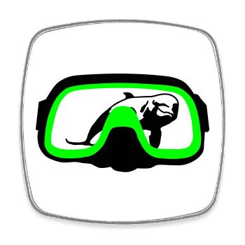 Lunettes de plongée - Magnet carré - blanc - Devant