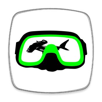Lunettes de plongée - Magnet carré - blanc - Devant