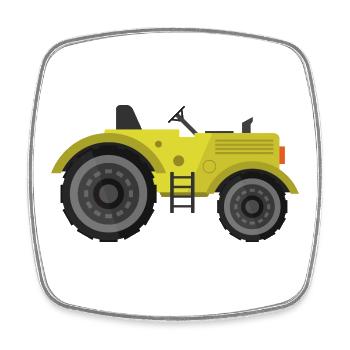 tractor - Square fridge magnet - white - Front