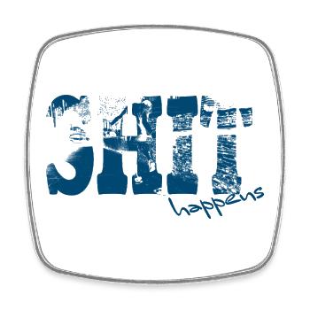 Shit Happens Distressed Print - Viereckiger Kühlschrankmagnet - Weiß - Vorne