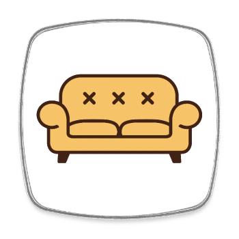 Sofa mit X-Augen - Pop-Art - Viereckiger Kühlschrankmagnet - Weiß - Vorne