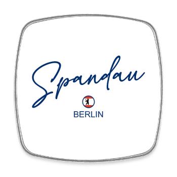 Spandau - Drapeau de Berlin - Berlin Bear Berlinerin - Magnet carré - blanc - Devant