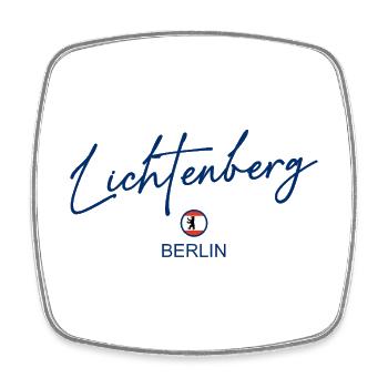 Lichtenberg - Berlin Flag - Berlin Bear - Square fridge magnet - white - Front