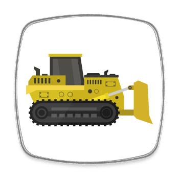 Bulldozer - Magnet carré - blanc - Devant