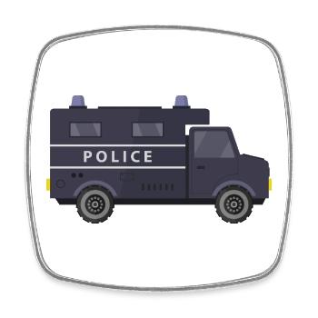 Fourgon de police - Magnet carré - blanc - Devant