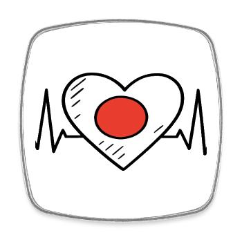 Japan Heartbeat Line Flagge Liebe Reisen Design - Viereckiger Kühlschrankmagnet - Weiß - Vorne
