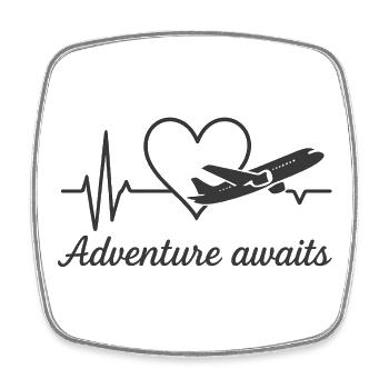 Adventure Awaits – Heartbeat Airplane Shirt - Square fridge magnet - white - Front