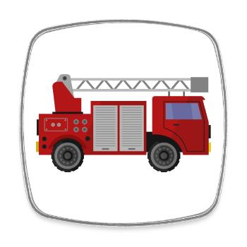 Fire truck - Square fridge magnet - white - Front