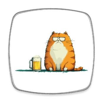 Hangover with sunglasses and beer - Square fridge magnet - white - Front