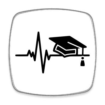 EKG Linie mit Abschlusskappe – Graduation Motiv - Viereckiger Kühlschrankmagnet - Weiß - Vorne