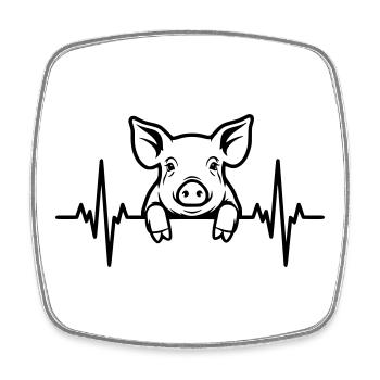 Pig Heartbeat – Sweet Piglet - Square fridge magnet - white - Front