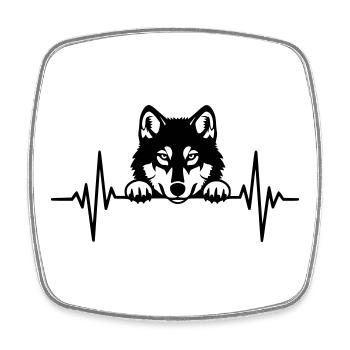 Husky Herzschlag – Hunde EKG - Viereckiger Kühlschrankmagnet - Weiß - Vorne