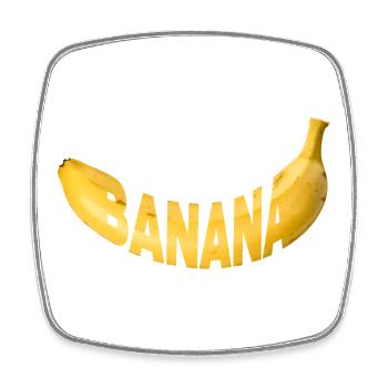 Banana Lettering Ribbon Print - Square fridge magnet - white - Front