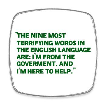 Green quote poster about the government - Square fridge magnet - white - Front