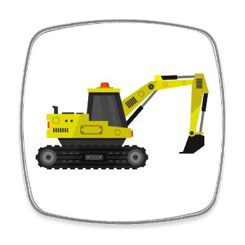Bagger - Viereckiger Kühlschrankmagnet - Weiß - Vorne