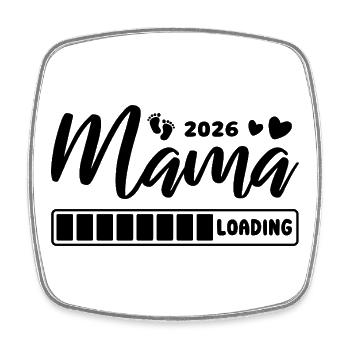 Mama 2026 loading - Schwangerschaft - Geschenk - Viereckiger Kühlschrankmagnet - Weiß - Vorne