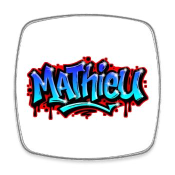 Mathieu Graffitidruckbarer Name Urban Blue - Viereckiger Kühlschrankmagnet - Weiß - Vorne