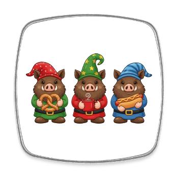 Sanglier sauvage Chasseur de Noël Sanglier - Magnet carré - blanc - Devant