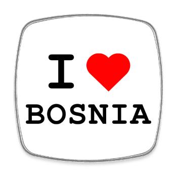 I love Bosnia - Ich liebe Bosnien - Viereckiger Kühlschrankmagnet - Weiß - Vorne