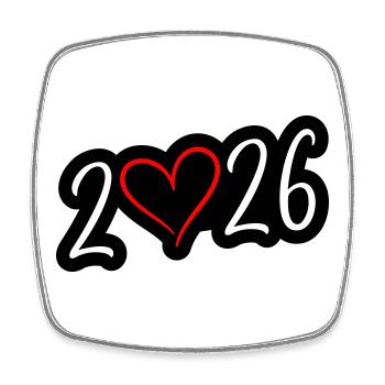 2026 Herz - Viereckiger Kühlschrankmagnet - Weiß - Vorne