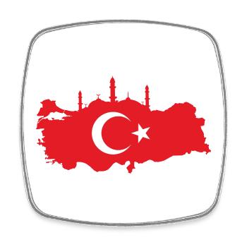 Carte turque avec silhouette de la mosquée - Magnet carré - blanc - Devant