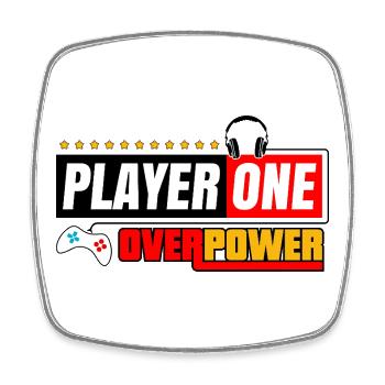 Spieler Eins Overpower | Spieler- und Streamer-Stil - Viereckiger Kühlschrankmagnet - Weiß - Vorne