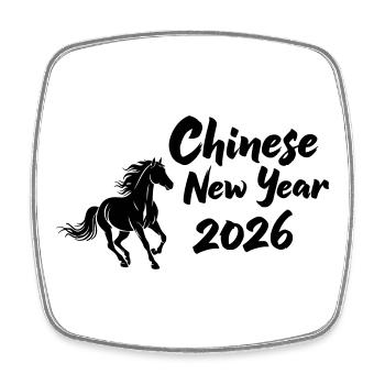 Chinese New Year 2026 Pferdesymbol - Viereckiger Kühlschrankmagnet - Weiß - Vorne