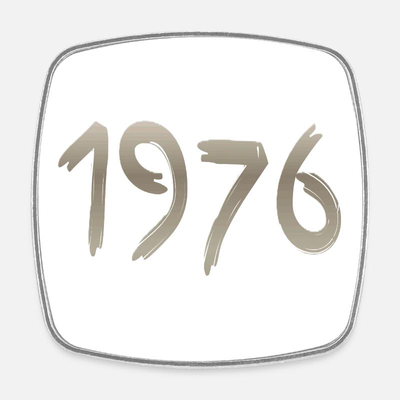 Year 1976 with a handmade stroke - Square fridge magnet - white
