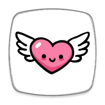 Cœur Kawaii avec Ailes d’Ange Amour - Magnet carré - blanc - Devant