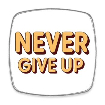 Never Give Up - Retro 3D Letters - Magnet carré - blanc - Devant