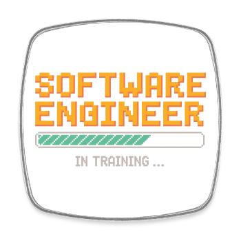 Un développeur de logiciels en formation sur l’humour du débogage - Magnet carré - blanc - Devant