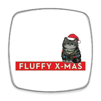 Fluffy X-Mas – Süße Katze Weihnachten - Viereckiger Kühlschrankmagnet - Weiß - Vorne