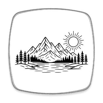 Berge Natur Wald - Viereckiger Kühlschrankmagnet - Weiß - Vorne