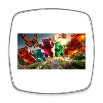 Gummy bear adventure in the spring light - Square fridge magnet - white - Front