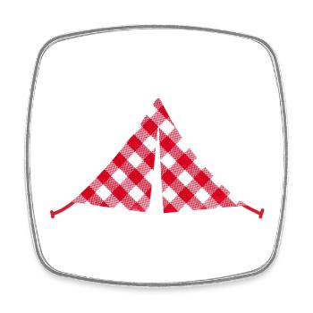 Zelt Camping Camper Outdoor Caravan Wohnwagen  - Viereckiger Kühlschrankmagnet - Weiß - Vorne