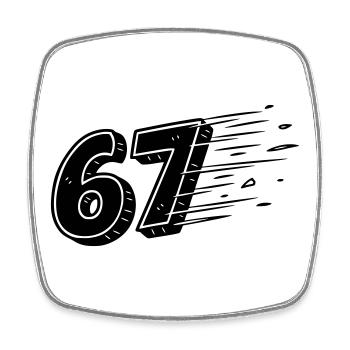 67 Meme Speedlines – Numéro Fast Comic - Magnet carré - blanc - Devant