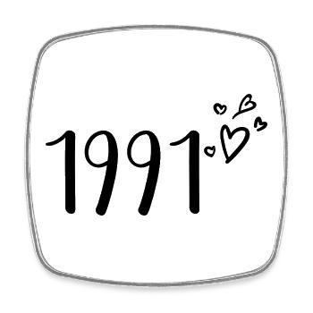 1991 - Viereckiger Kühlschrankmagnet - Weiß - Vorne